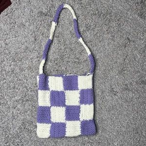 Crochet Checkered Shoulder Bag